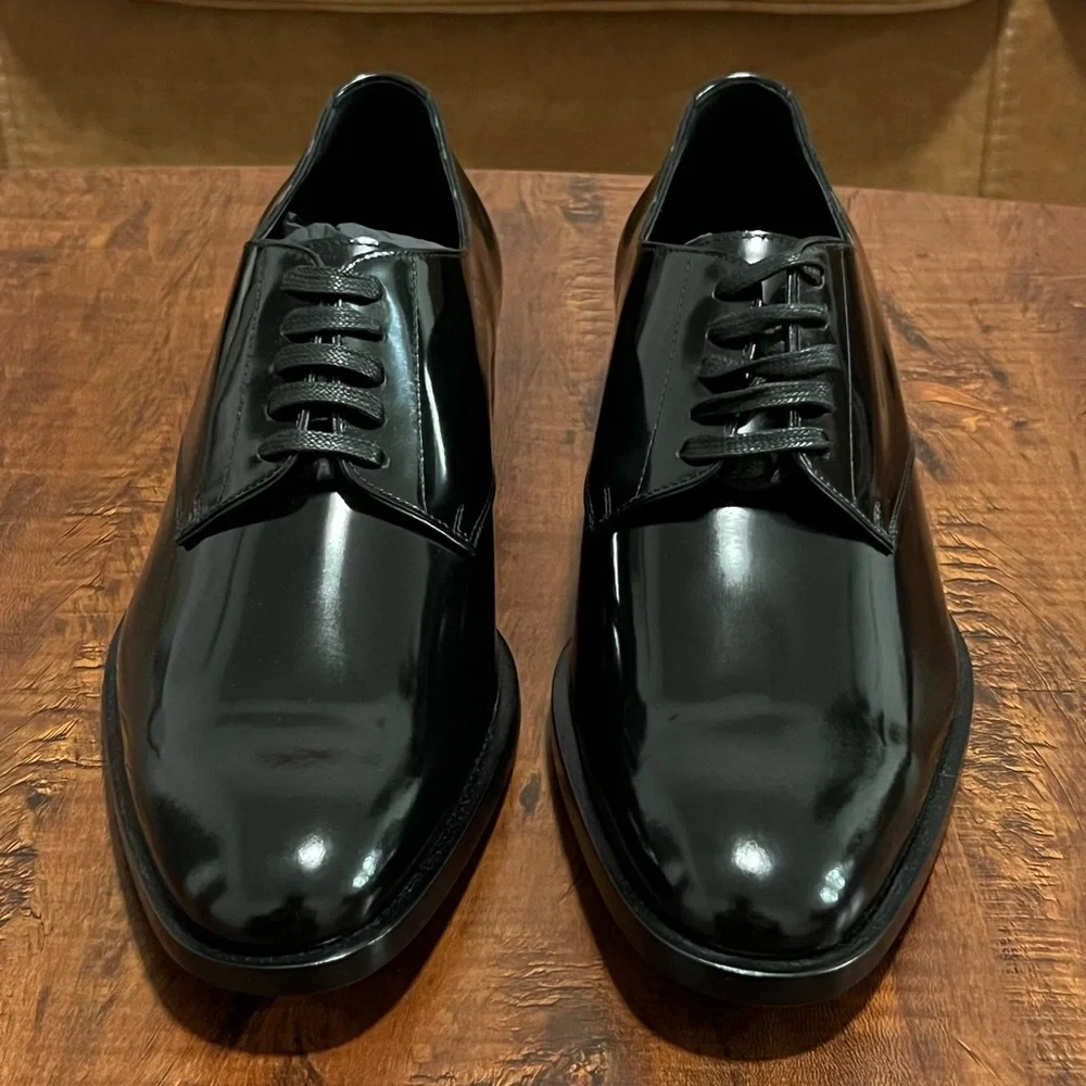YSL Yves Saint Laurent Mens Derby Leather Dress Shoes YSL Yves Saint Laurent Mens Derby Leather Dress Shoes